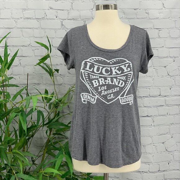 Lucky Brand Tops - 🎉Lucky Brand Heather Gray Lucky Brand Graphic Tee